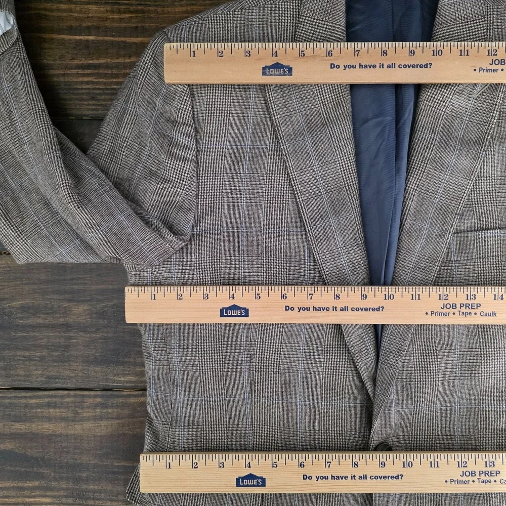 Stafford Men's Sport Coat Blazer Two Button Peak Brown Flannel‎ Wool 38L Slim